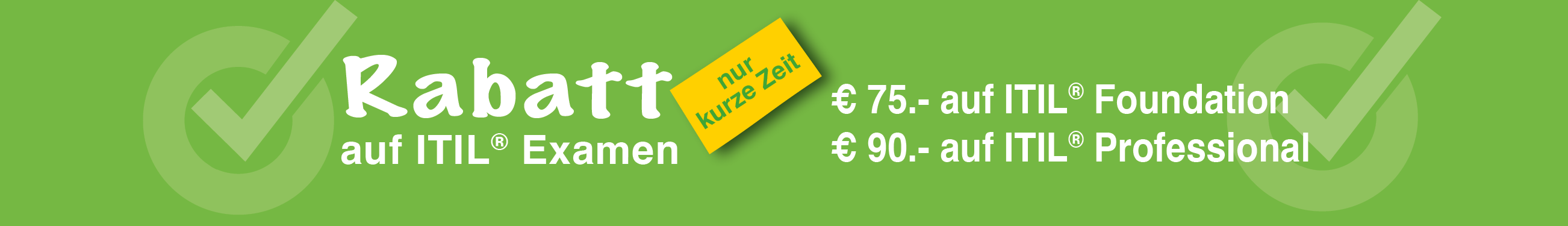 Rabatt auf ITIL Prüfungen