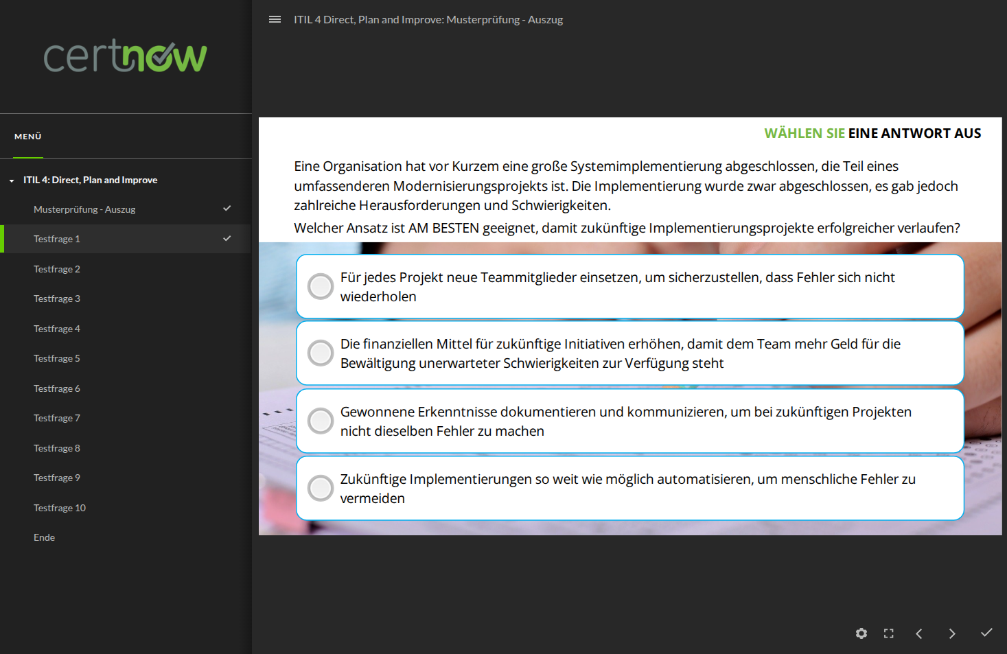 ITIL CDS Musterprüfung