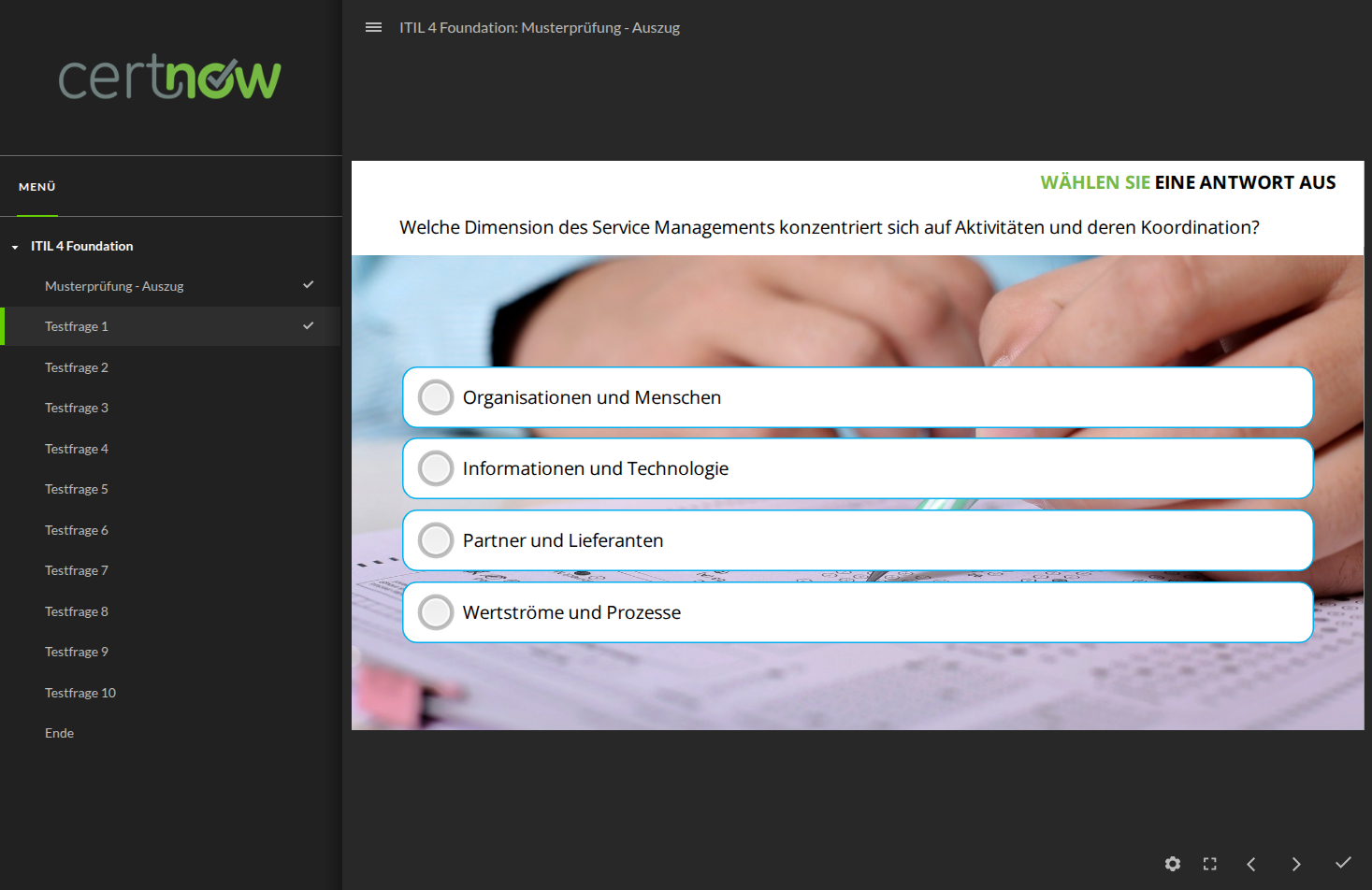ITIL4 Foundation Musterprüfung