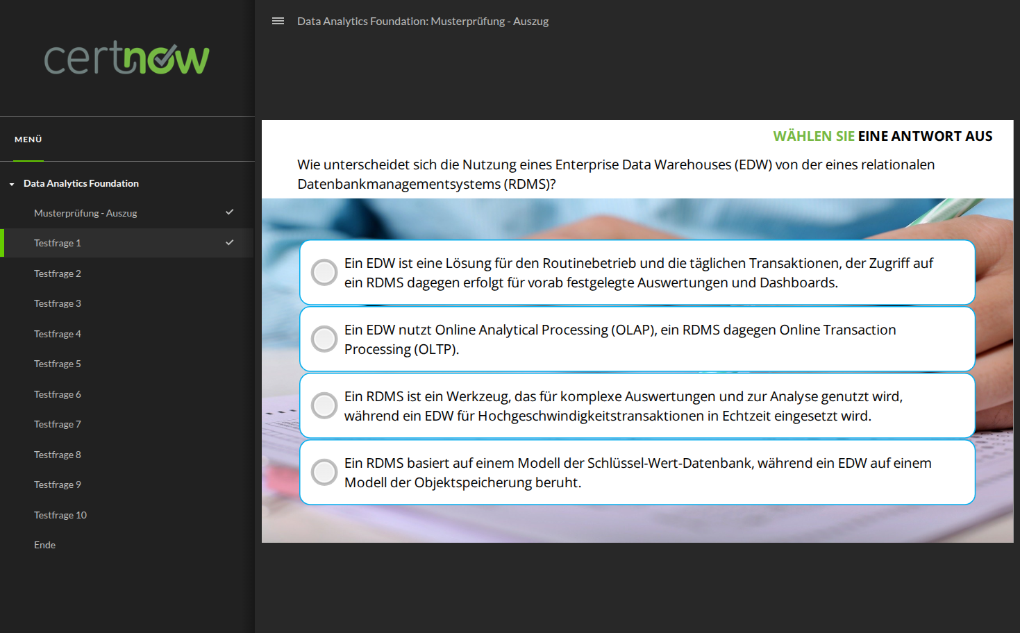 Data Analytics Musterprüfung