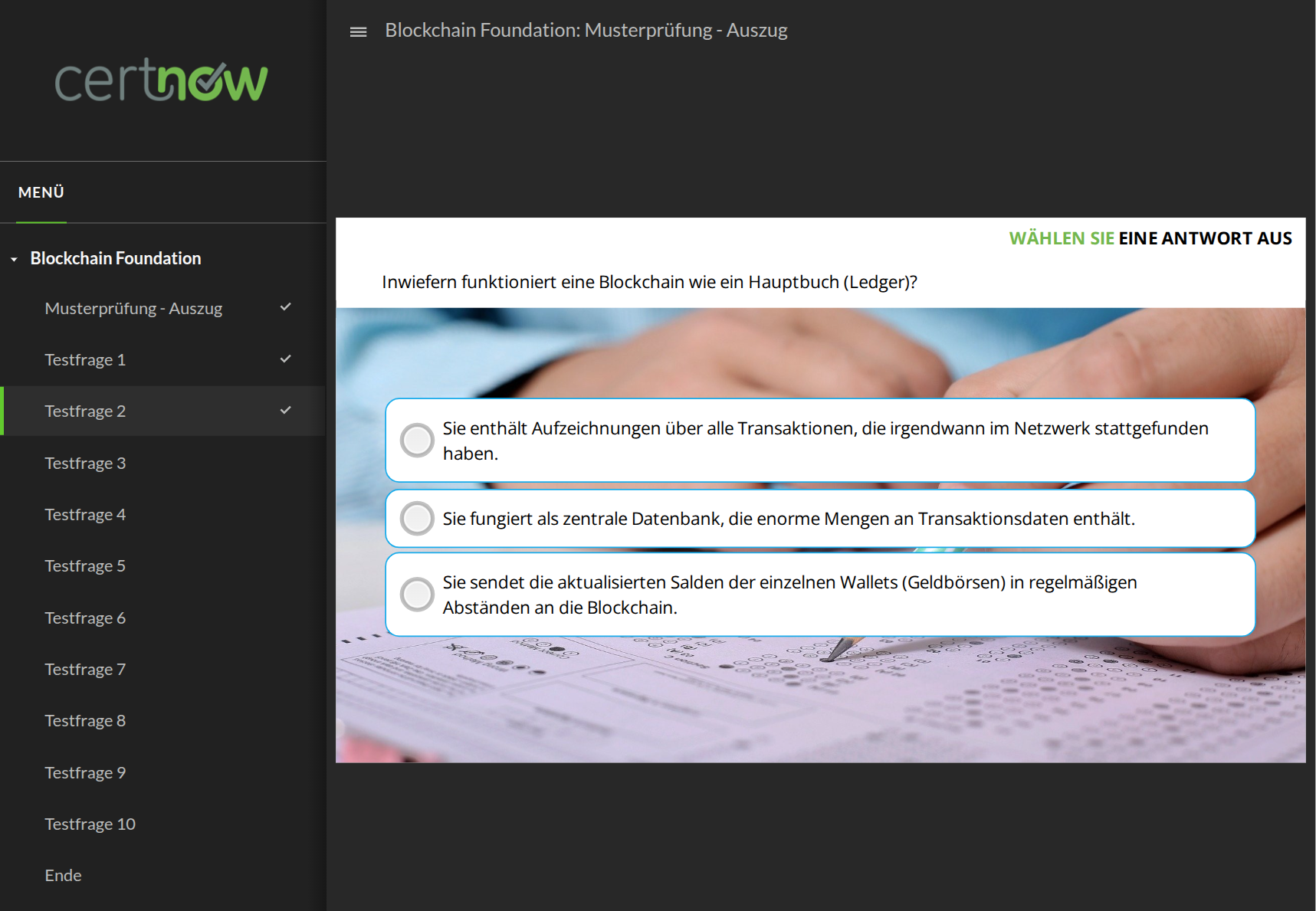 Blockchain Foundation Musterprüfung 